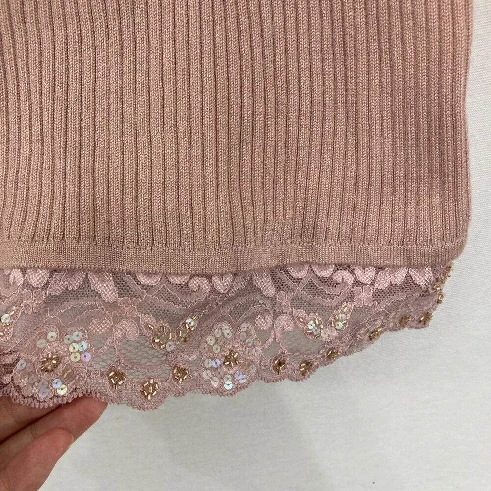 New Lane Bryant size 22/24 Pink Mauve‎ Lace Hook Closure Rib Knit Cardigan